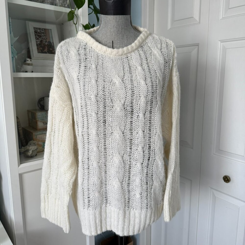 WEGO (Japanese Brand) Cream Cable Knit Sweater – Free Size, New